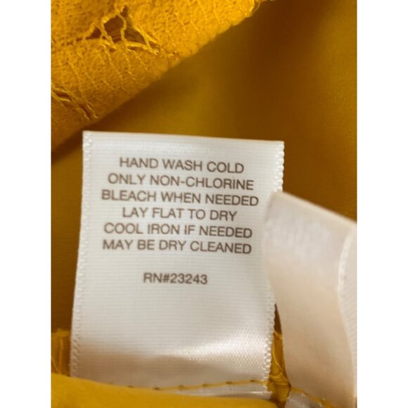 NWT Eva Mendes NY & Co 8 Mustard Lace Overlay Midi SL Dress Ruffle Hem 6828 - Picture 12 of 12